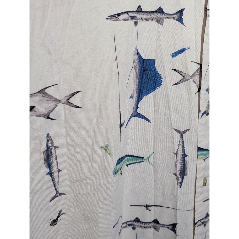 Vintage Columbia Sportswear XXL Fish Print Fishing Shirt Short Sleeve Y2K - Picture 8 of 8